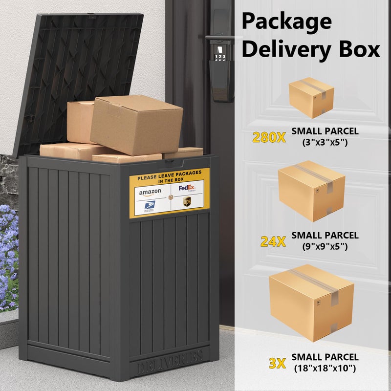 LHBGO Package Delivery Box for Outside with Sign, 48 Gallon Storage with Lockable Secure, Large Double Wall Resin Outdoor Package Delivery Waterproof - Image 5