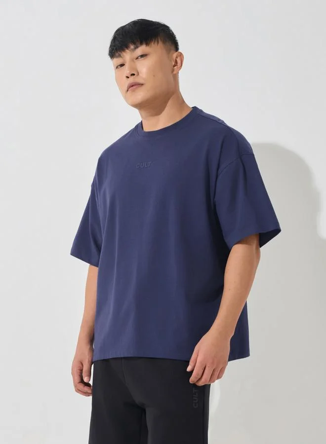 Cult Men Navy Blue Oversized T-Shirt
