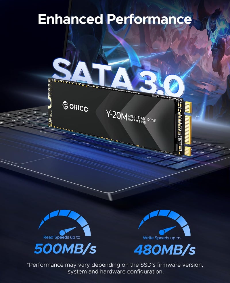 ORICO 1TB M.2 2280 SATA SSD(Not PCIe NVMe), Internal M.2 SSD with B+M Key for Desktop/Laptop, SATA III 6Gbps NGFF Solid State Drive Low Power Consumption - Y20M - Image 3