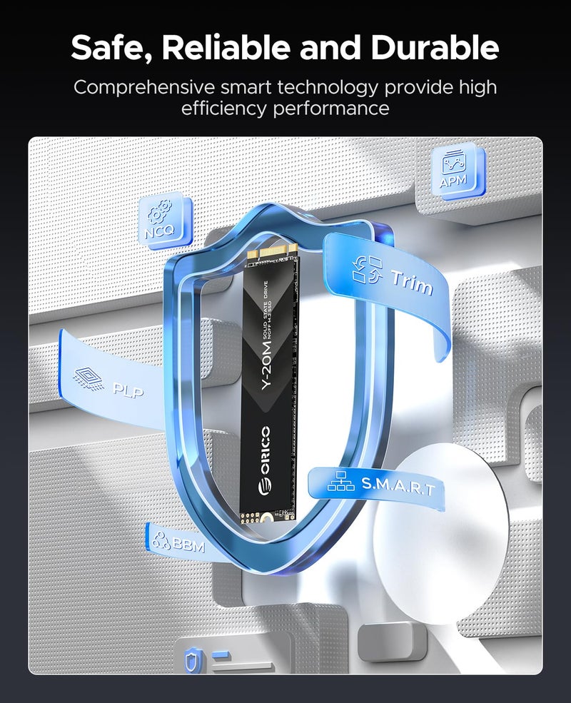 ORICO 1TB M.2 2280 SATA SSD(Not PCIe NVMe), Internal M.2 SSD with B+M Key for Desktop/Laptop, SATA III 6Gbps NGFF Solid State Drive Low Power Consumption - Y20M - Image 5