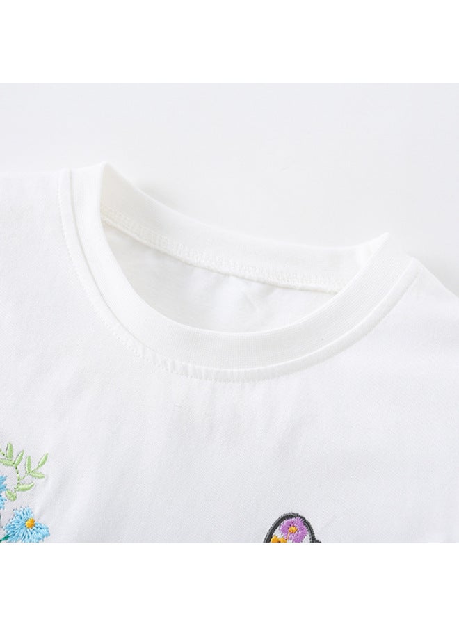 Malwee Girls' T-shirt Summer New European And American Children's Round Neck Short Sleeve Western Girl Casual Top - Image 2