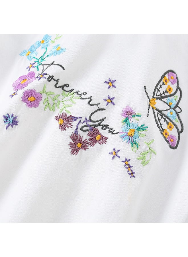Malwee Girls' T-shirt Summer New European And American Children's Round Neck Short Sleeve Western Girl Casual Top - Image 3
