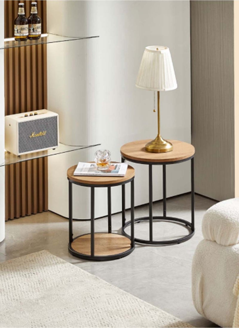 Sharpdo Round Coffee Table Mother and Child Simple Modern Living Room Home Wood Light Luxury Style Combination Table - Image 1