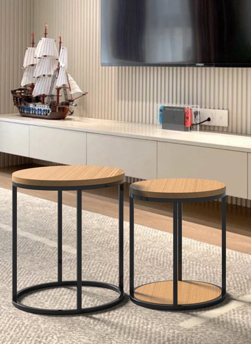 Sharpdo Round Coffee Table Mother and Child Simple Modern Living Room Home Wood Light Luxury Style Combination Table - Image 2