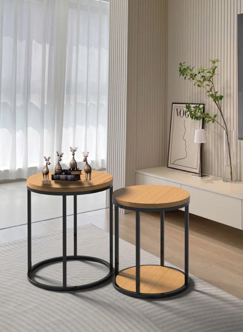 Sharpdo Round Coffee Table Mother and Child Simple Modern Living Room Home Wood Light Luxury Style Combination Table - Image 3