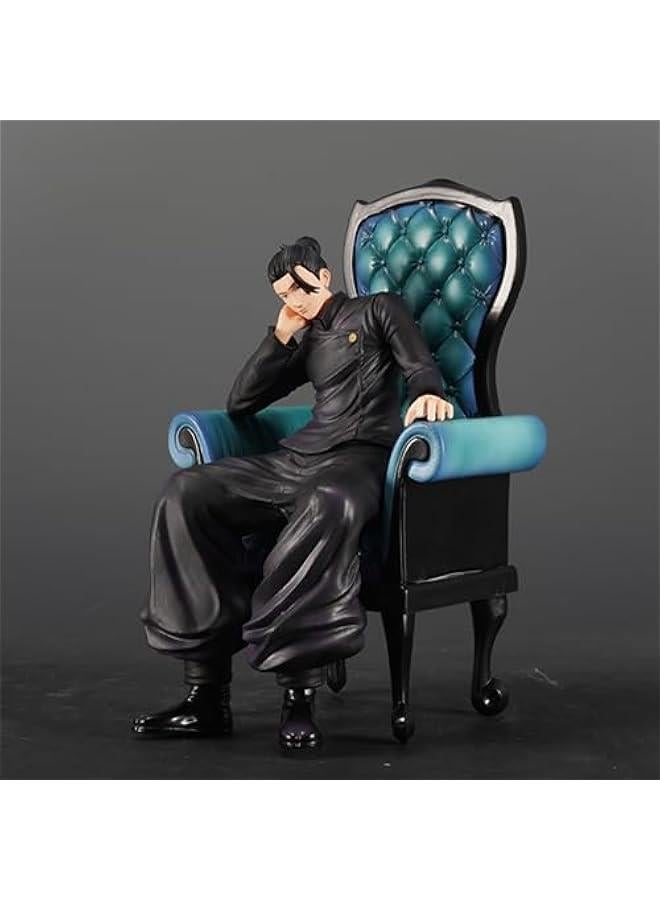 2pcs Geto Suguru Figure JJK Statue, 1/7 Scale Sitting on Chair Anime Action Figure Sculpture JJK Geto Suguru Statue Handmade Collectible Desktop Decoration Gifts for Fans