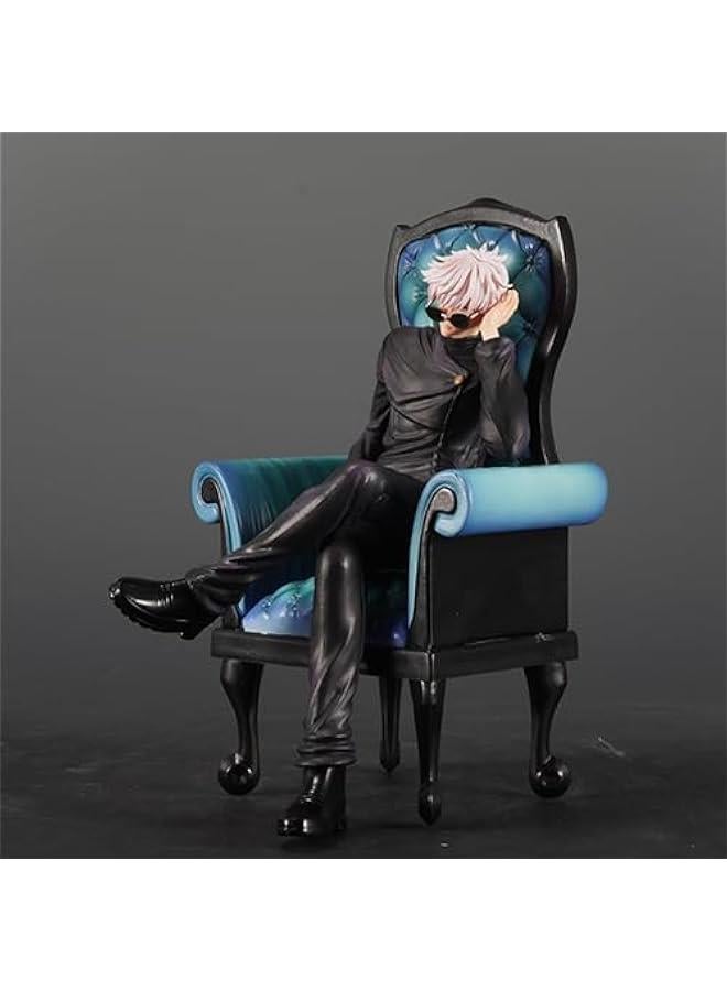 2pcs Geto Suguru Figure JJK Statue, 1/7 Scale Sitting on Chair Anime Action Figure Sculpture JJK Geto Suguru Statue Handmade Collectible Desktop Decoration Gifts for Fans