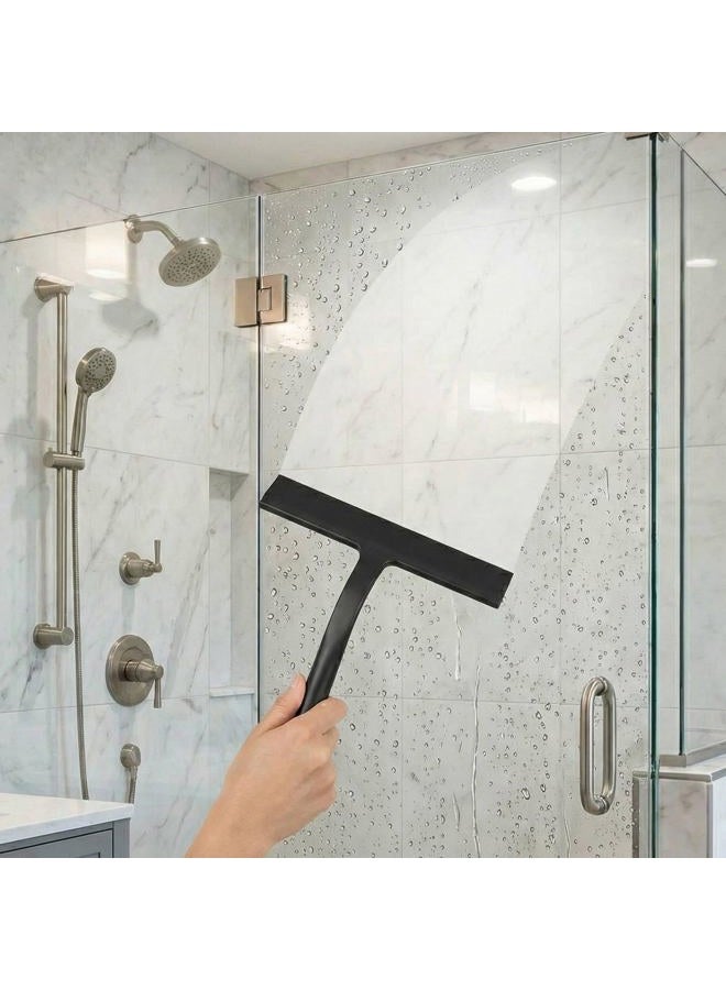 Flaskars Shower Squeegee for Glass Doors, All-One-Piece Silicone Shower Squeegee with Hook Design for Easy Hanging and Cleaning (Black) - Image 5