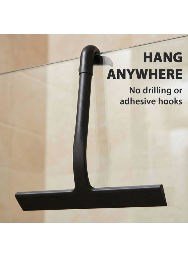 Flaskars Shower Squeegee for Glass Doors, All-One-Piece Silicone Shower Squeegee with Hook Design for Easy Hanging and Cleaning (Black) - Image 3