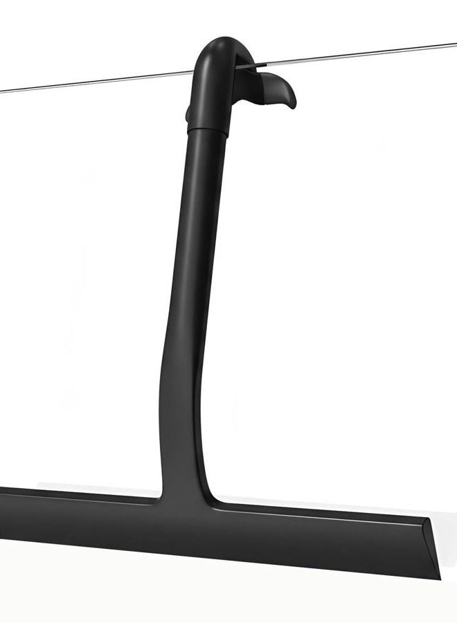 Flaskars Shower Squeegee for Glass Doors, All-One-Piece Silicone Shower Squeegee with Hook Design for Easy Hanging and Cleaning (Black) - Image 1