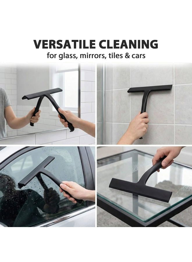 Flaskars Shower Squeegee for Glass Doors, All-One-Piece Silicone Shower Squeegee with Hook Design for Easy Hanging and Cleaning (Black) - Image 4