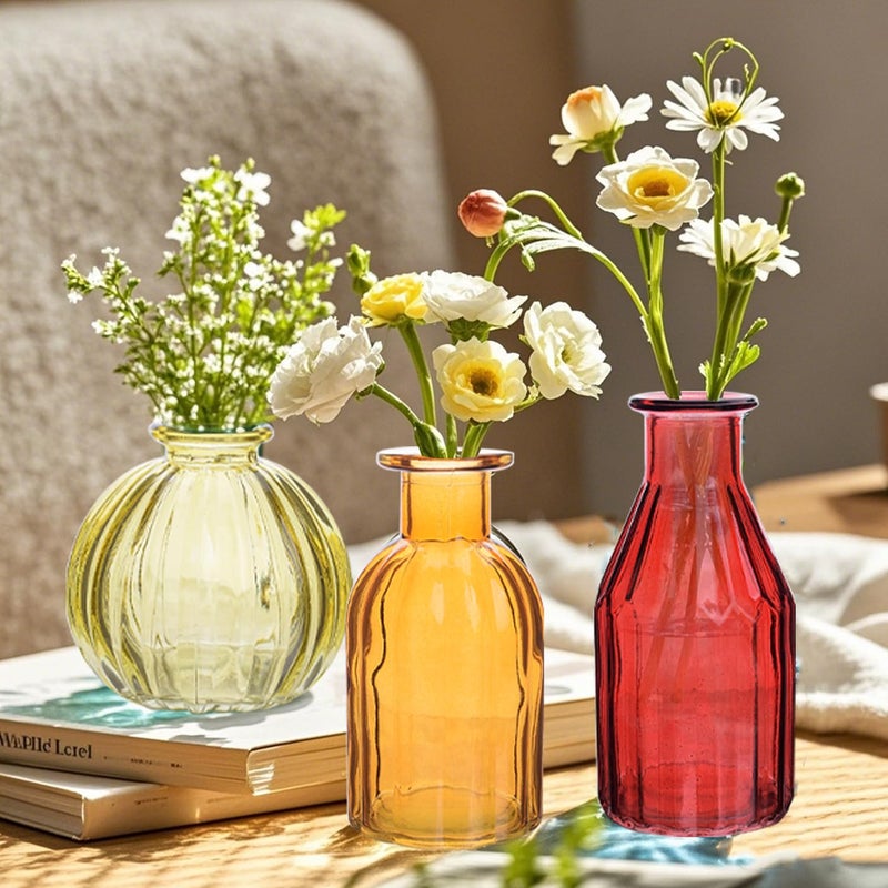 Eleganttime Bud Vases for Flowers,Glass Colored Bud Vase in Bulk Set of 10,Small Vintage Vase Bottle for Wedding Decorations,Garden and Home Decor,Centerpieces,Colorful Mexican DÃ©cor - Image 4