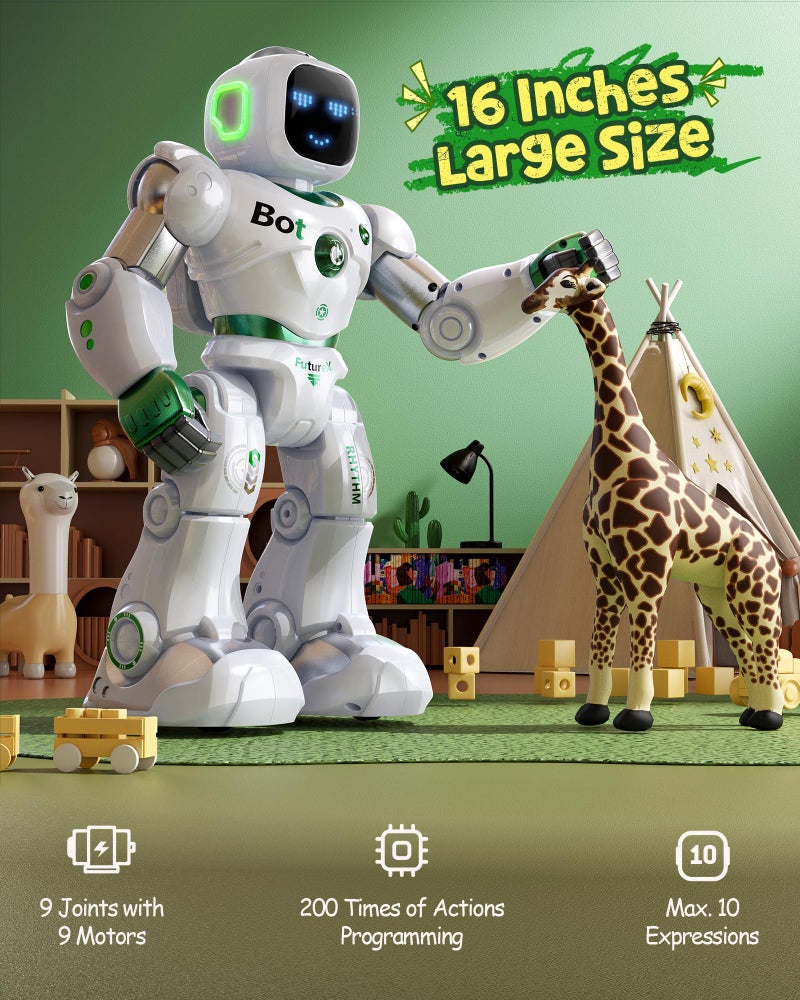 Ruko 1088 Large Robot Toys for Boys, STEM Programmable Remote Control Robot, Electronics Educational Birthday for Kids 4 5 6 7 8 Year Old, Green - Image 4