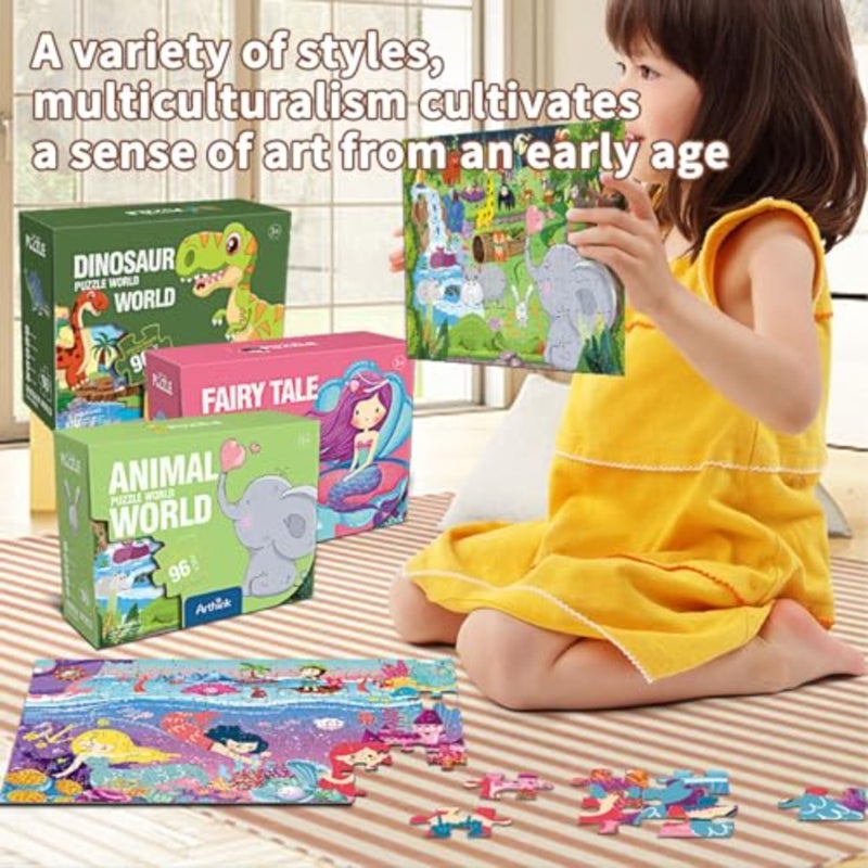 Elephant Floor Puzzle for,Puzzles for Ages 3-8, 128 Pieces Large Jigsaw Puzzles, Floor Puzzle Preschool Toys, Animal Lovers Educational Toys Gift Elephant - Image 5