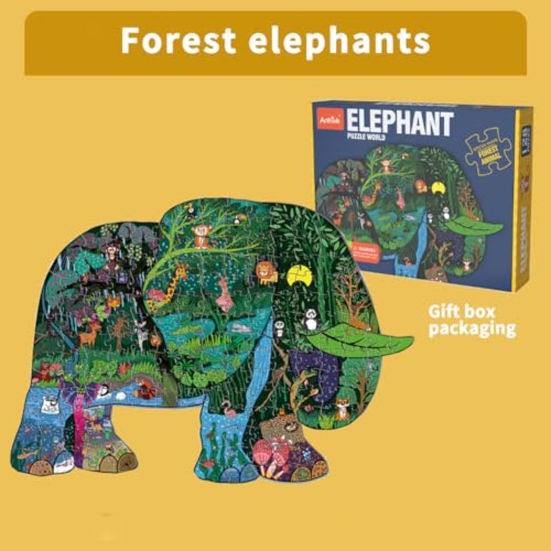 Elephant Floor Puzzle for,Puzzles for Ages 3-8, 128 Pieces Large Jigsaw Puzzles, Floor Puzzle Preschool Toys, Animal Lovers Educational Toys Gift Elephant - Image 4