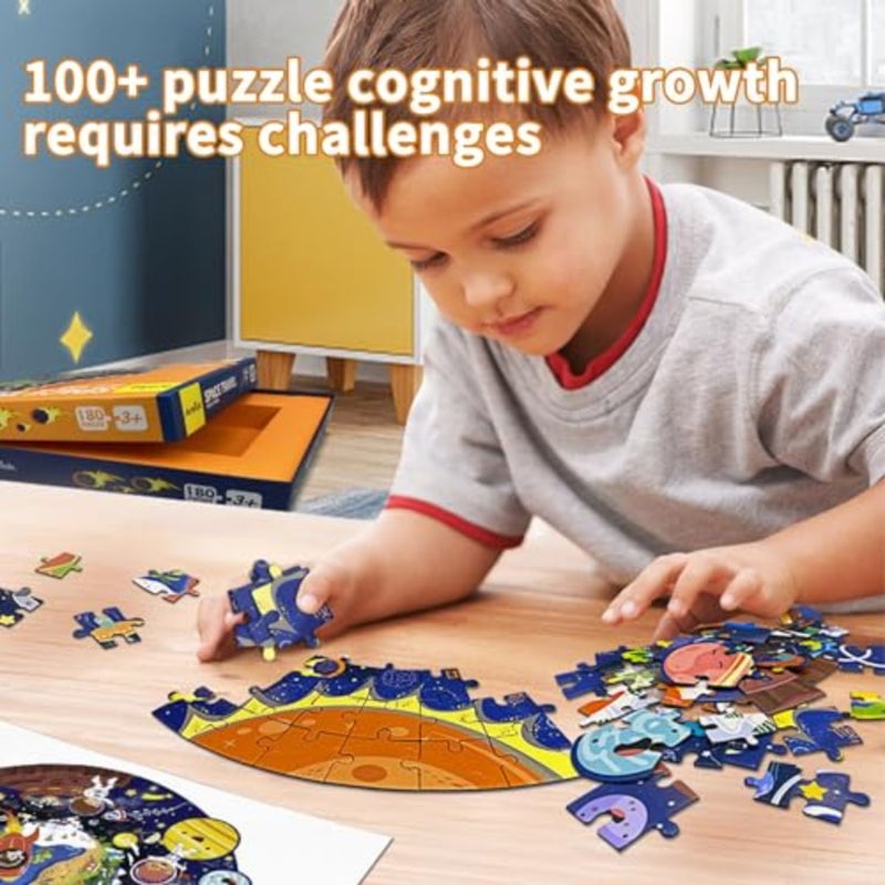Elephant Floor Puzzle for,Puzzles for Ages 3-8, 128 Pieces Large Jigsaw Puzzles, Floor Puzzle Preschool Toys, Animal Lovers Educational Toys Gift Elephant - Image 3