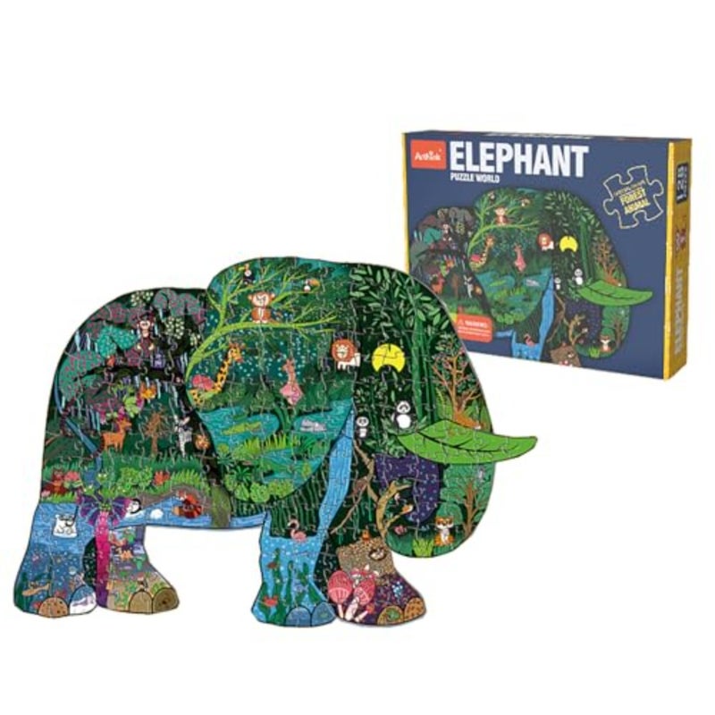 Elephant Floor Puzzle for,Puzzles for Ages 3-8, 128 Pieces Large Jigsaw Puzzles, Floor Puzzle Preschool Toys, Animal Lovers Educational Toys Gift Elephant - Image 1