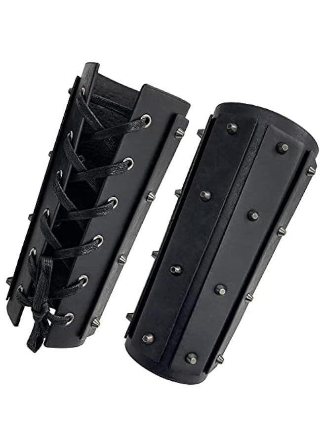 Generic Medieval Brigandine Arm Guards, Mercenary Faux Leather Gauntlet, Vintage Renaissance Knight Arm Bracers  - Image 1