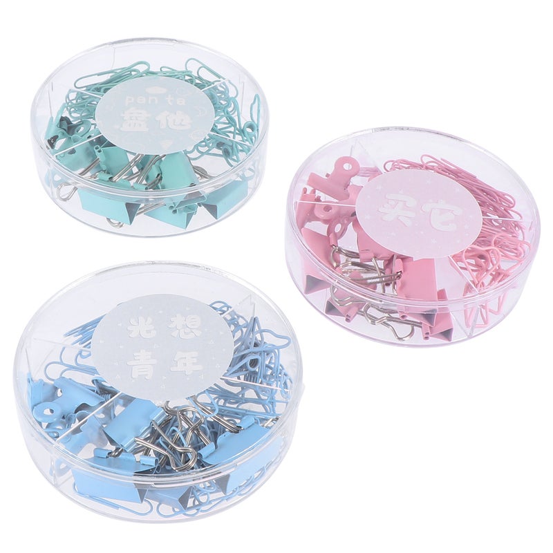 3 Box File Binder Clips العادية طويلة الذيل مجموعة أدوات مكتبية مع صندوق تخزين بلاستيكي للمكتب والمنزل والمدرسة (ألوان مختلطة) - Image 3