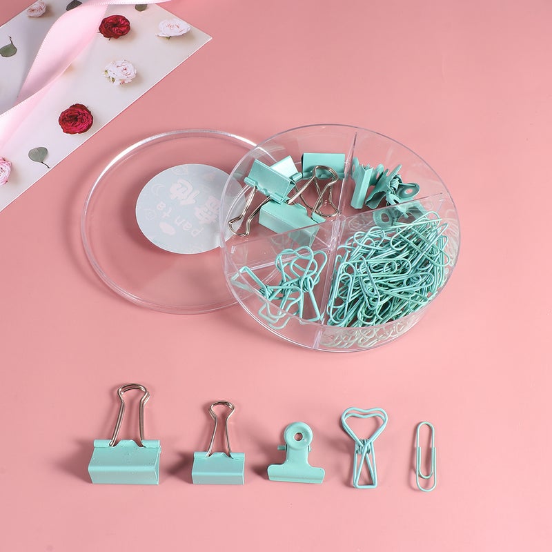 3 Box File Binder Clips العادية طويلة الذيل مجموعة أدوات مكتبية مع صندوق تخزين بلاستيكي للمكتب والمنزل والمدرسة (ألوان مختلطة) - Image 5