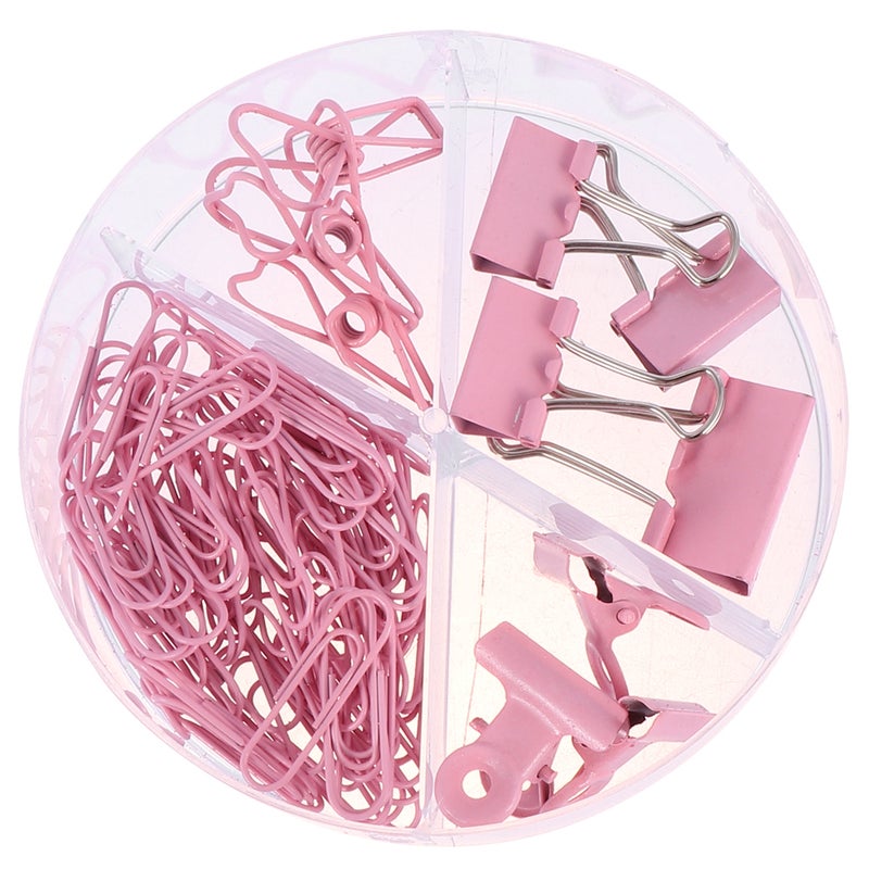 3 Box File Binder Clips العادية طويلة الذيل مجموعة أدوات مكتبية مع صندوق تخزين بلاستيكي للمكتب والمنزل والمدرسة (ألوان مختلطة) - Image 1