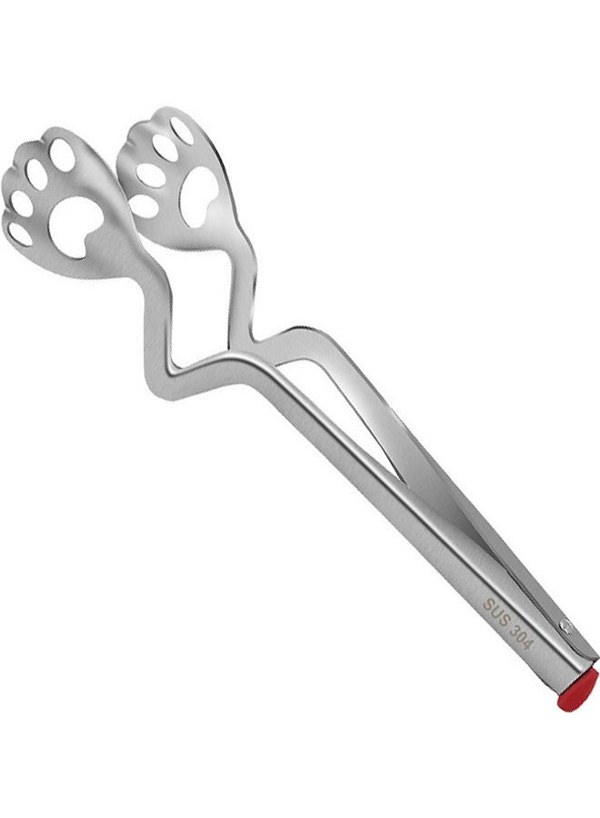 NIBEMINENT Cute Cat Claw Shape Stainless Steel Bread Steak Food Clip Silver 26.5x4.8x6.3cm - Image 1