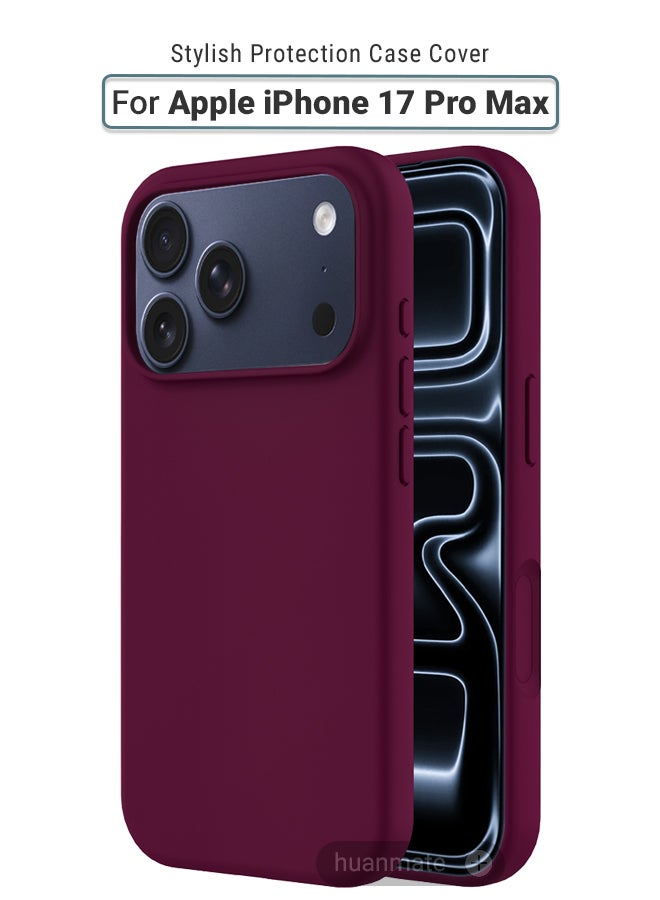 huanmate Apple iPhone 17 Pro Max Silicone Cover Wine Red 2.0mm TPU Shockproof Water-Resistant Case with Enhanced Camera Lens Protection for Everyday Use and Outdoor Activities - Image 1