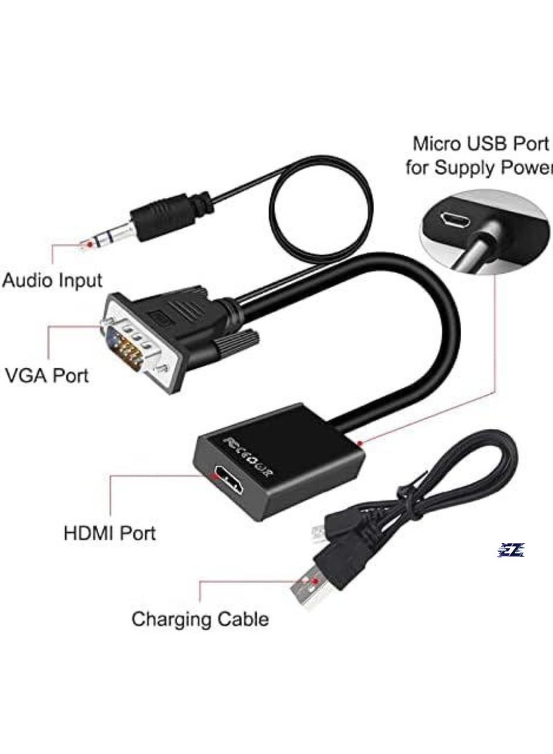 Gravity VGA to HDMI Adapter ‚Äì VGA Male to HDMI Female Converter with 3.5mm Audio Jack, Full HD 1080P for Connecting Monitor, PC, Laptop, Desktop, HDTV, Projector, DVD ‚Äì Office & Meeting Use - Image 2