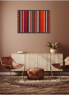 LOWHA Framed Canvas Wall Art Stretched Over Wooden Frame, Arabian Sadu Theme Landscape Orientatio Painting, For Home, Living Room, Office Decor  - Image 1