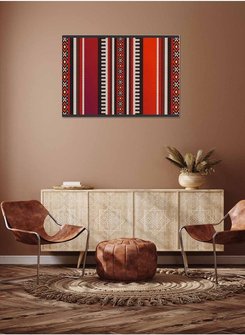 LOWHA Framed Canvas Wall Art Stretched Over Wooden Frame, Arabian Sadu Theme Landscape Orientatio Painting, For Home, Living Room, Office Decor  - Image 1