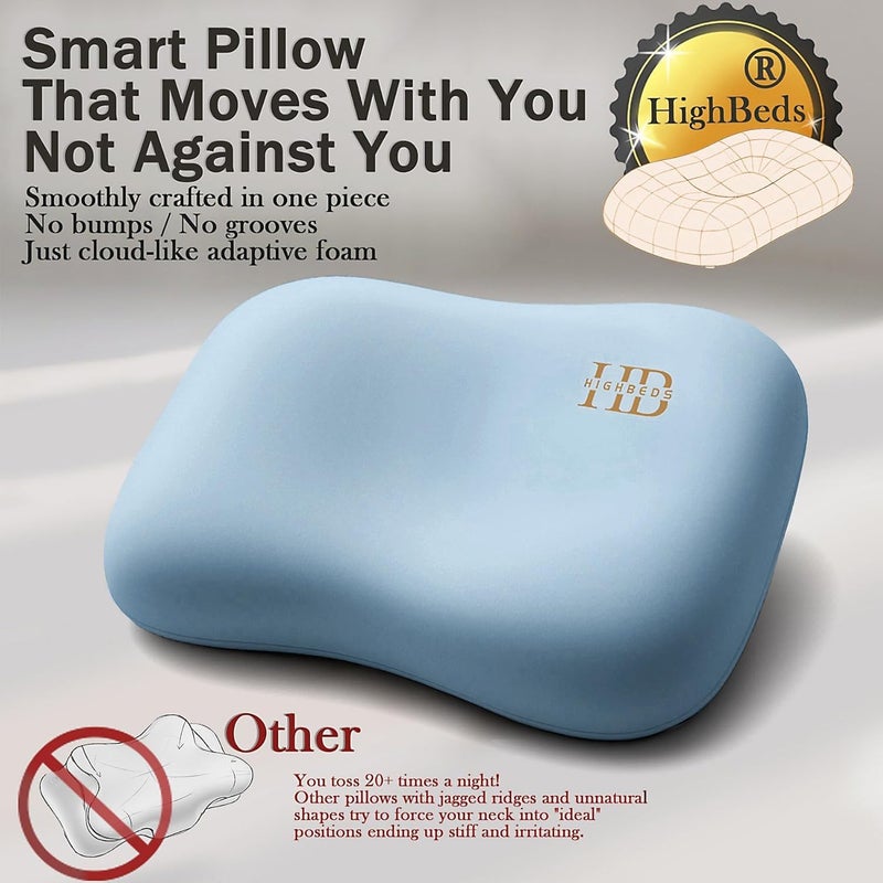 HighBeds Cervical Neck Pillow for Memory Foam â€“ Soft Ergonomic Side Sleeper Pillow for Neck Pain Relief, Ice Silk Zipperless Pillowcase, Eco-Friendly and Durable Material - Image 2