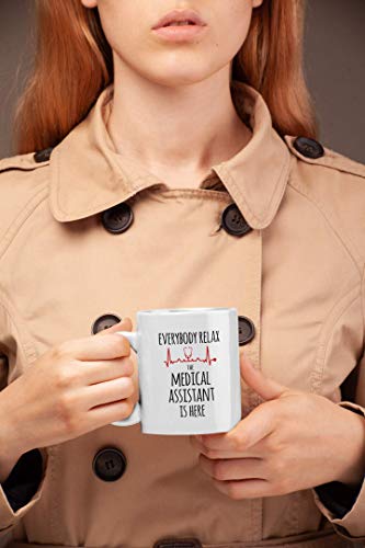 Casitika Medical Assistant Gifts. 11 oz Everybody Relax The Medical Assistant is Here Coffee Mug. Gift idea for Certified Assistants, Teachers or Students. - Image 3