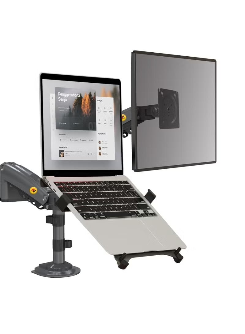 H180-FP Dual Arm Shock Absorber 17"-27" Monitor Holder and 10"-17" Laptop Stand - Image 4
