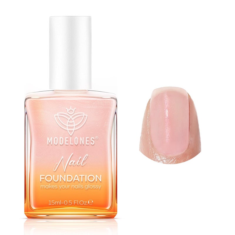 modelones Nail Strengthener, Glitter Clear Nail Natural Concealer Foundation Polish Air Dry Nail Growth Polish for Damaged Nails Imperfection Masking Gifts for Women 15ml - Image 1