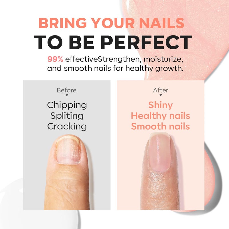 modelones Nail Strengthener, Glitter Clear Nail Natural Concealer Foundation Polish Air Dry Nail Growth Polish for Damaged Nails Imperfection Masking Gifts for Women 15ml - Image 2