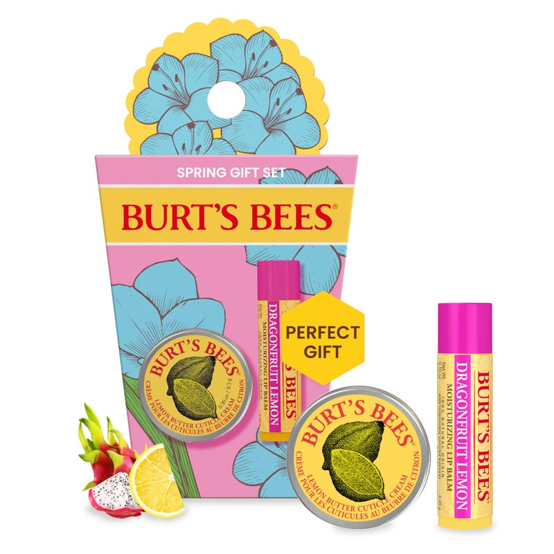 Burt's Bees Gifts Ideas - Spring Surprise Set, Dragonfruit Lemon Lip Balm and Lemon Butter Cuticle Cream, Natural Origin Lip Moisturizer With Responsibly Sourced Beeswax, 2 Count - Image 1
