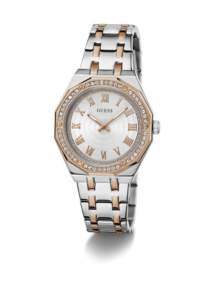 Guess Women’s Watch | Two-Tone Stainless Steel with White Dial – Recycled Steel Case - Image 1
