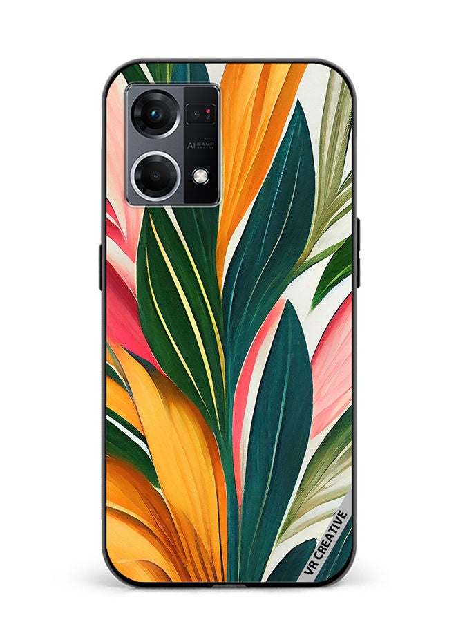 VR CREATIVE Protective Case Cover For Oppo Reno8 4G Backdrop Of Abstract Bright Style Flowers And Tropical Design Multicolour - Image 1
