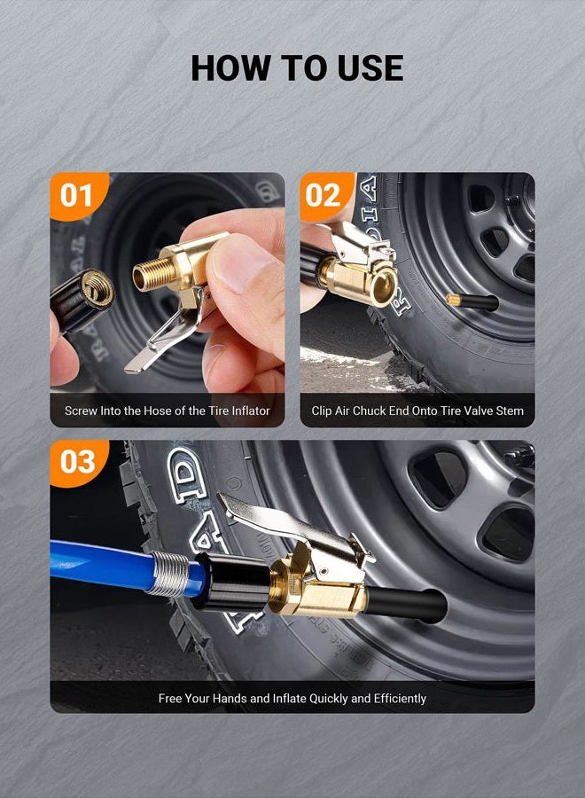LUMITECO 2 Pcs Brass Locking Tire Air Chuck, Tire Inflator Hose Adapter for Twist On Connection Convert to Lock On, No Air Leakage Air Compressor Pump Clip On Tire Chucks, Tire Nozzle with Tire Valve Thread - Image 4