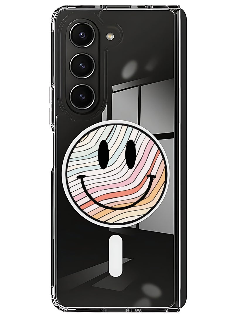 Theodor Magnetic Case for Samsung Galaxy Z Fold 5 Compatible with MagSafe Wireless Charging, Shockproof Phone Bumper Cover Smiley - Image 1