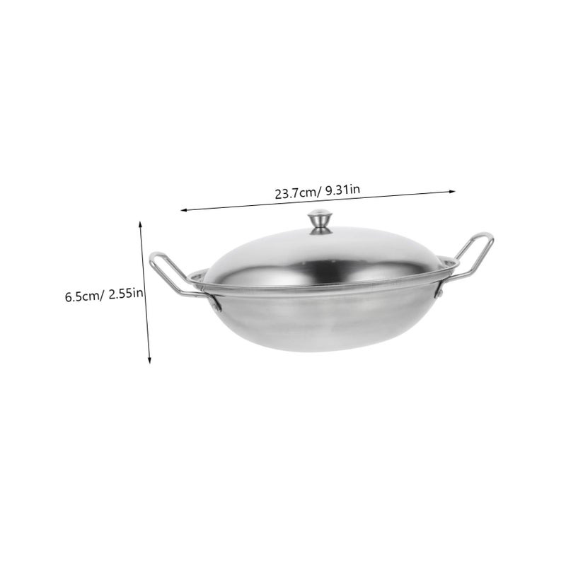 وعاء طهي من الفولاذ المقاوم للصدأ بمقبضين مزدوجين، أبعاده 23.70 × 23.70 × 6.50 سم، للطهي في الهواء الطلق - Image 3
