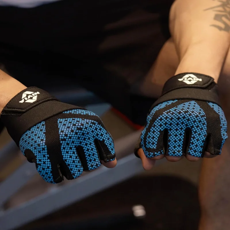 Nivia Prowrap 3.0 Gym Gloves for Weightlifting and Exercise - Blue (Medium)