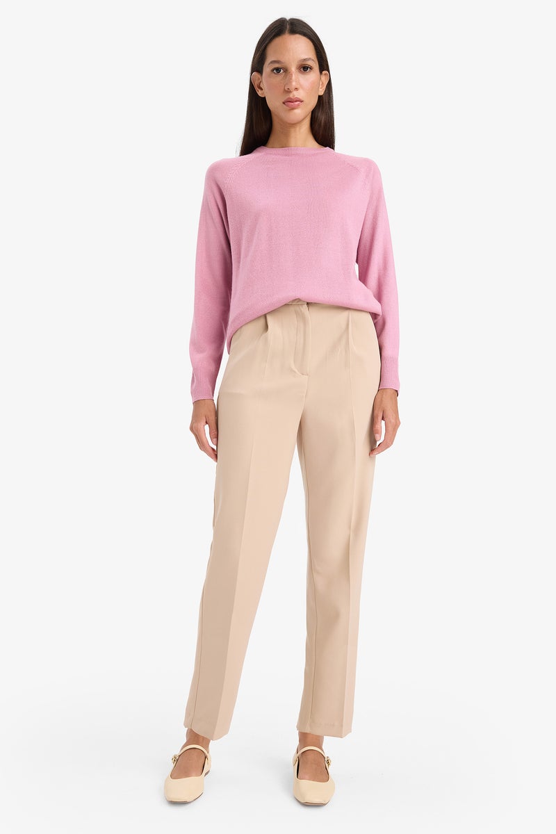 DeFacto Pink Woman Relax Fit Crew Neck Knitwear Pullover Casual - Image 5