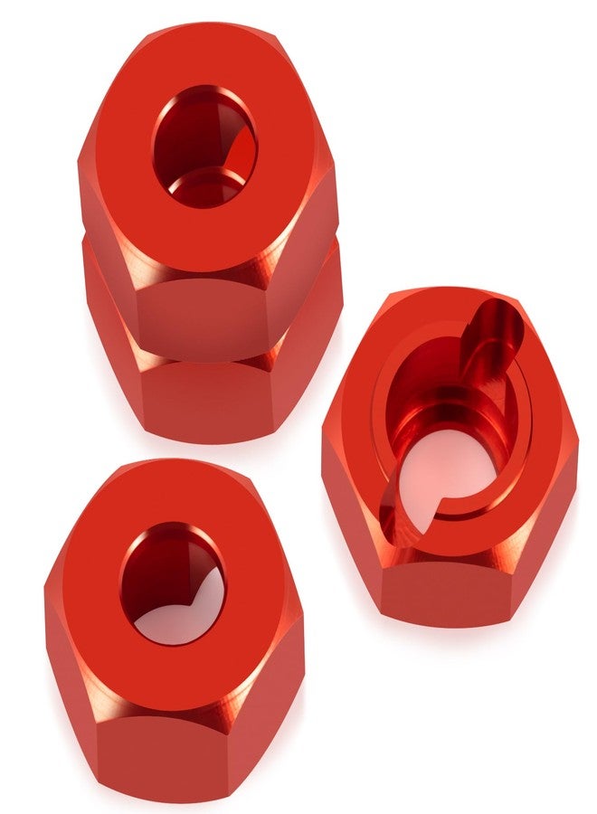 QUE-T Aluminium Wheel Hex Hub Adapter Upgrade for 1/18 HPI Venture HILUX RC Crawler Car (Red) - Image 3
