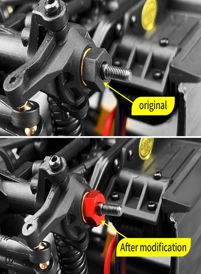 QUE-T Aluminium Wheel Hex Hub Adapter Upgrade for 1/18 HPI Venture HILUX RC Crawler Car (Red) - Image 5