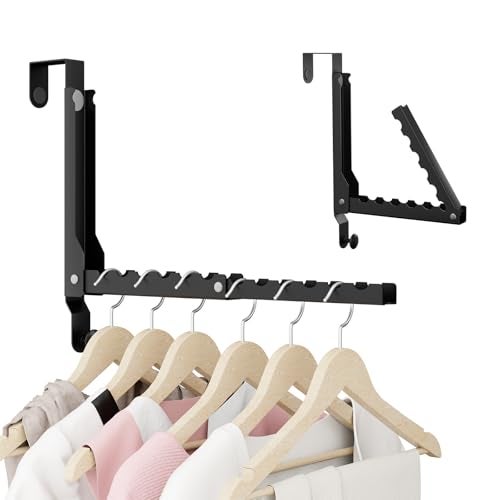 BAKON Heavy Duty Over Door Hooks with 10 RidgesCompact Double Folding Over the Door Hanger for Bathroom Laundry Portable Clothes Drying Rack with Hook Over the Door Clothes Hanger for Bag1 Black - Image 1