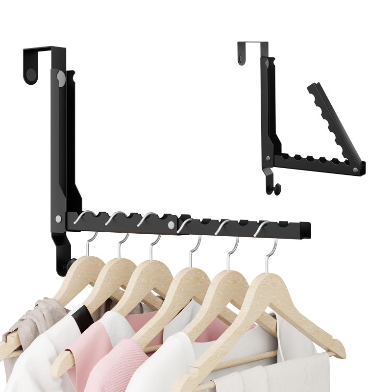 BAKON Heavy Duty Over Door Hooks with 10 RidgesCompact Double Folding Over the Door Hanger for Bathroom Laundry Portable Clothes Drying Rack with Hook Over the Door Clothes Hanger for Bag1 Black - Image 2