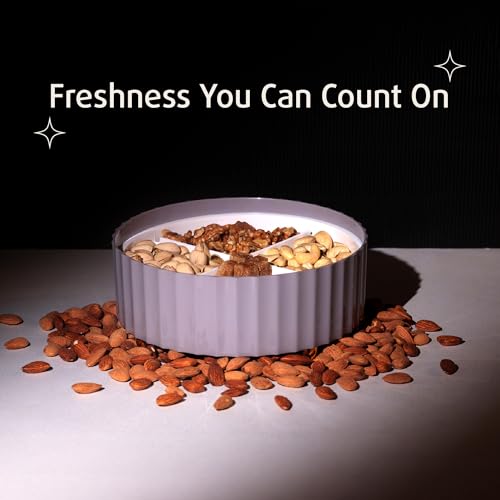 SELVEL Camry Dry Fruit Box | BPA-Free Plastic | 4 Compartments | Airtight & Stylish Organizer for Dry Fruits, Snacks, Sweets | Perfect for Home & Gifting (Lid Grey) - Image 4
