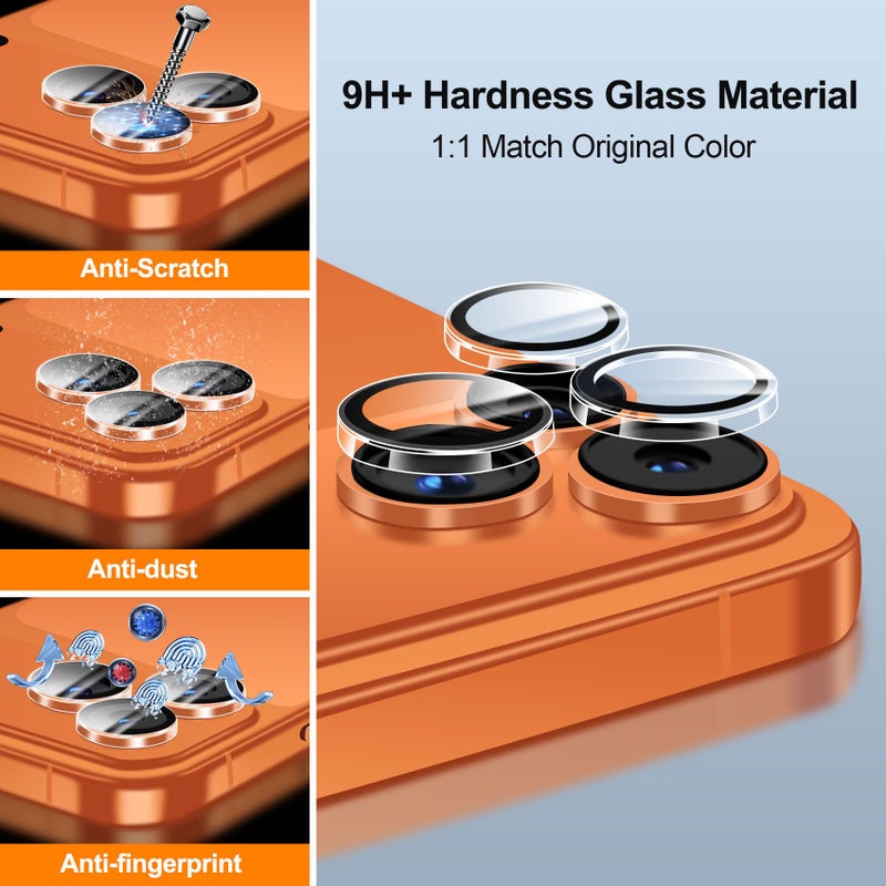 QHOHQ 3 Set Camera Lens Protector for iPhone 17 Pro Max/17 Pro/16 Pro Max/16 Pro/15 Pro Max/15 Pro, Individual Anti Shatter Lens Protector,[15FT Military Grade Protection],1-Second Auto-Install- Clear - Image 5