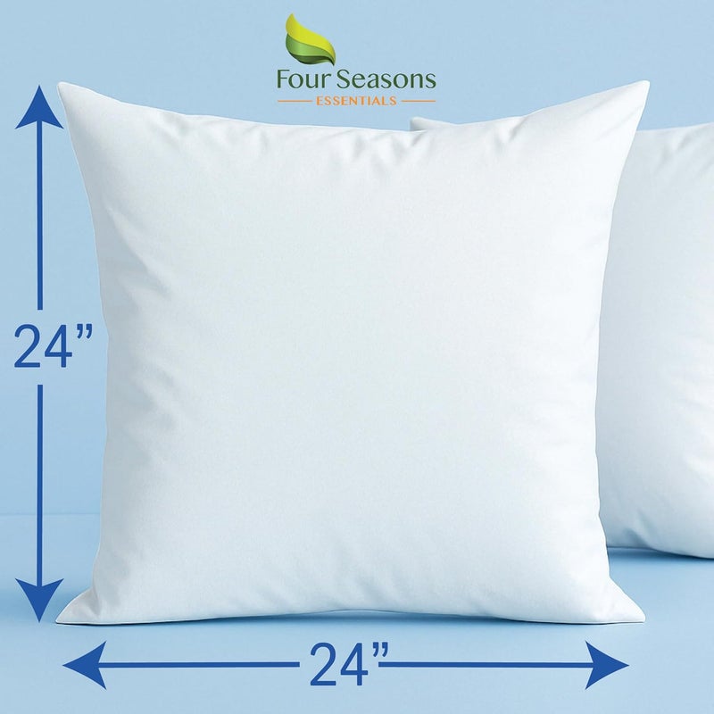 Four Seasons Essentials واقيات وسادة بحجم يورو (مجموعة من 2) - أغطية وسادة مربعة أوروبية مقاس 24x24 بوصة مقاومة للماء ومضادة للحساسية ومقاومة للغبار بسحاب - Image 3
